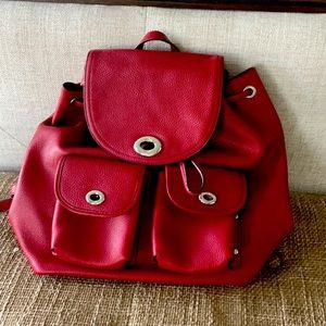 Backpack red leather